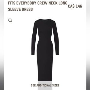 SKIMS FITS EVERBODY LONGSLEEVE CREWNECK DRESS.